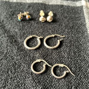Earring Bundle #1. Set of 4 pairs of earrings. All sterling silver.